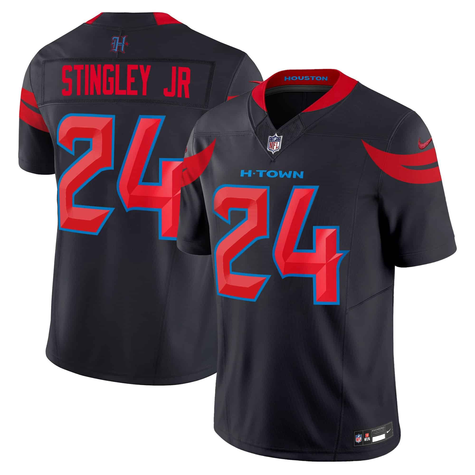 Men Houston Texans #24 Stingley jr Black 2024 Nike Vapor Limited NFL Jersey style 2
